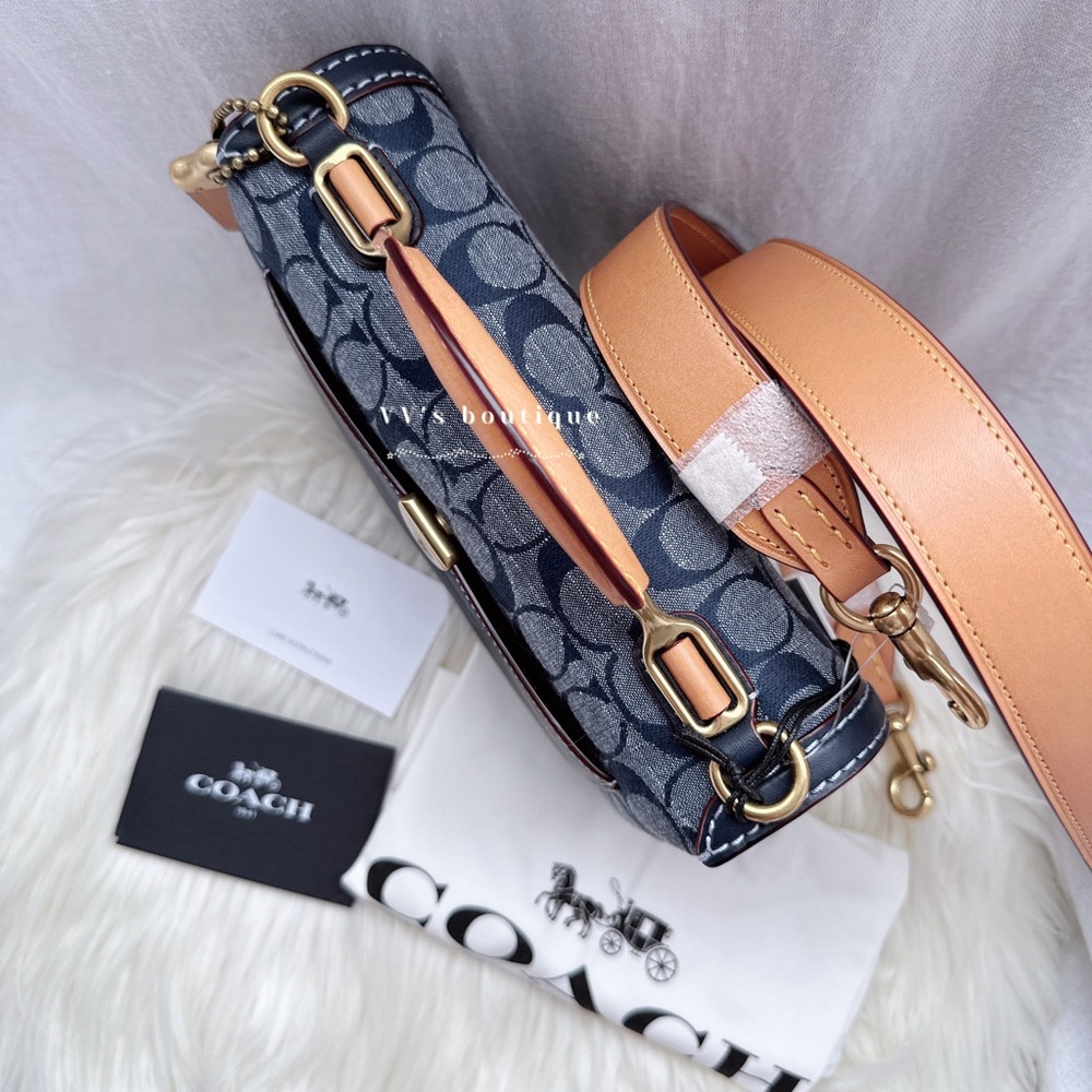 NWT Coach Riley Top Handle 22 In Signature Chambray Midnight Navy 3630 RARE FIND - Picture 7 of 13